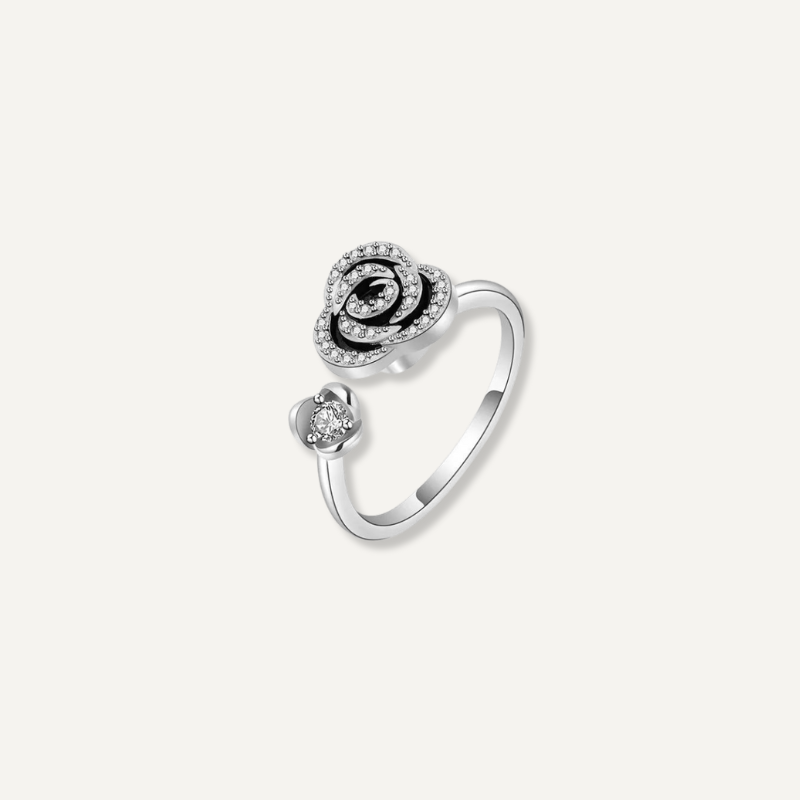 anillo antiestres rose noir plata